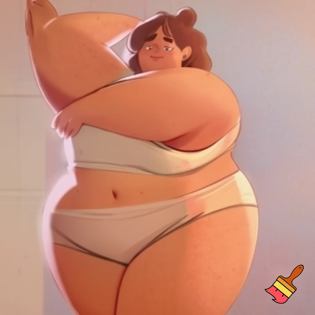 Despict a cartoon woman in underwear with armpit hair showing