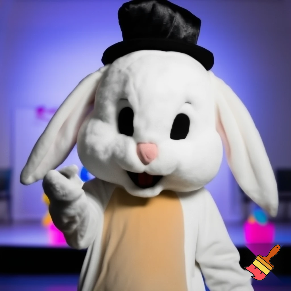 Easter bunny mascot costume top hat magic