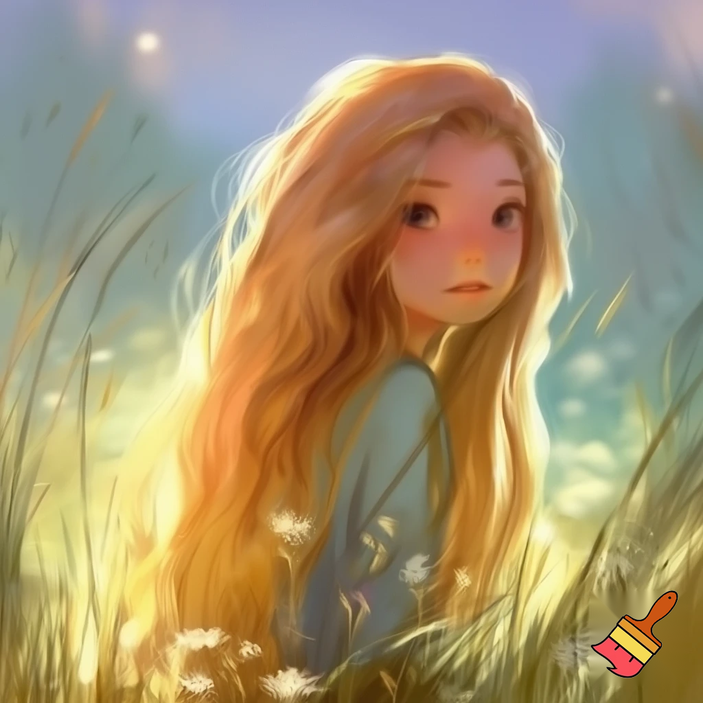 a girl with long blond hair