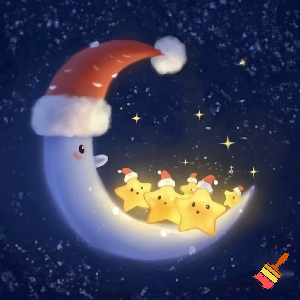 Star and moon christmas cartoon