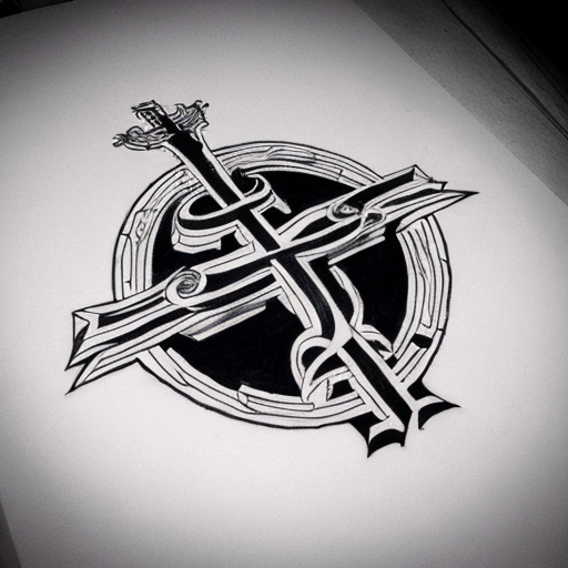 pour un tatouage : je voudrais que soit enchevêtré dans un même dessin, de façon longiligne : une croix occitane un peu stylisée, les lettre BCS dans une écriture fine, le logo du stade toulousaine, tout cela dans les tons gris avec ombrage.