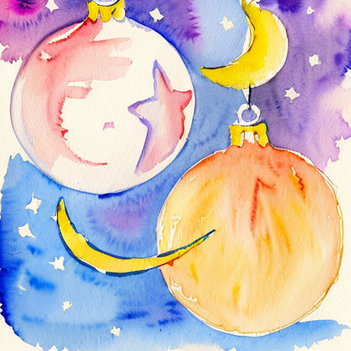Star and moon christmas cartoon