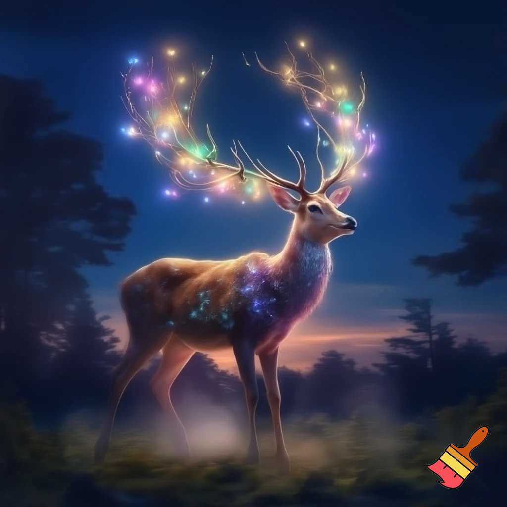 Deer with colored lights