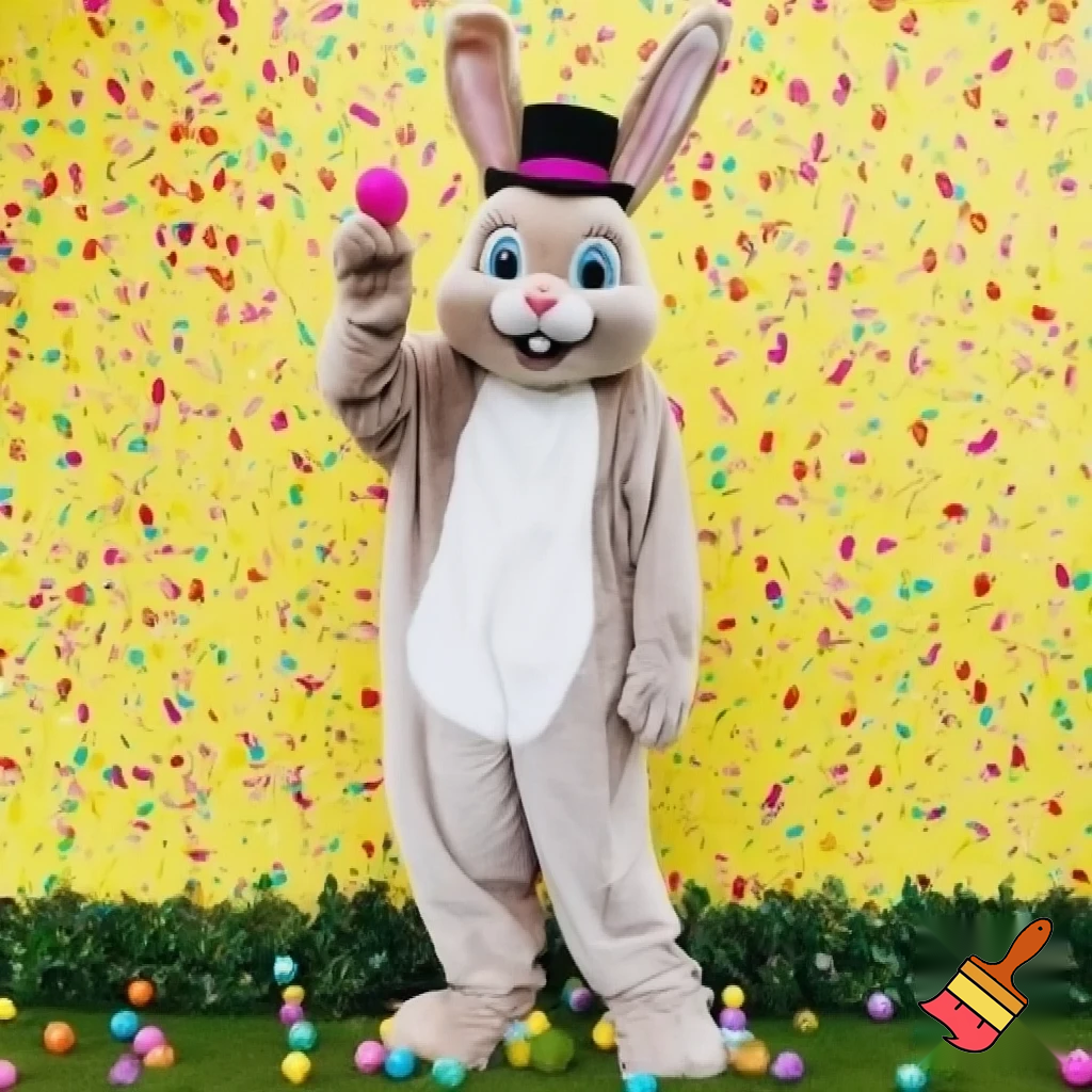 Easter bunny mascot top hat costume