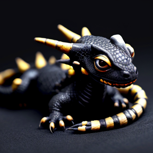 baby black dragon with white eyes