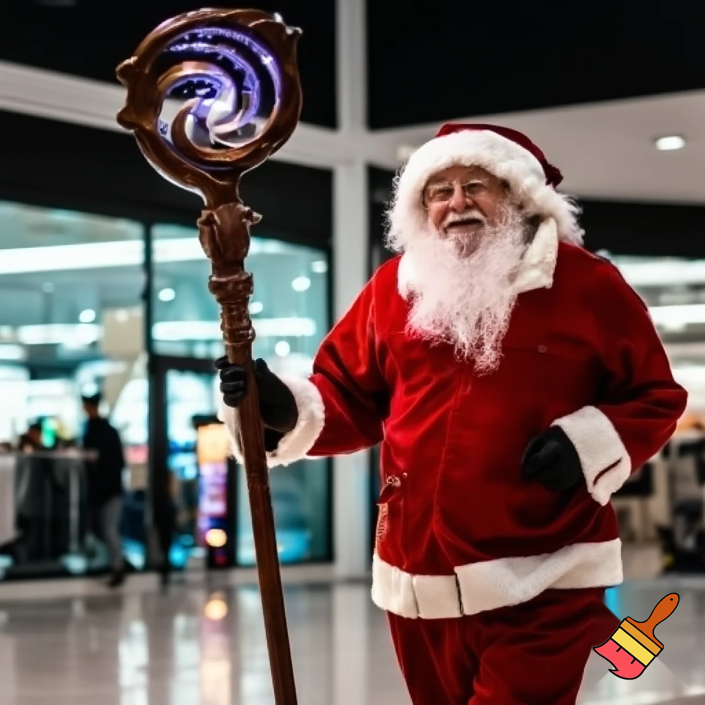 Santa Claus magic walking stick staff Russia shopping Centre Australia shopping immune in a star