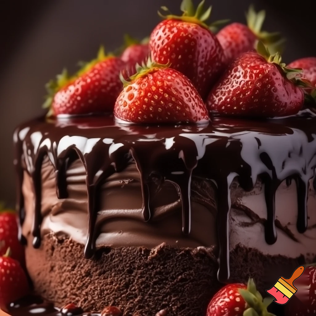 A chocolate cake with strawberry 