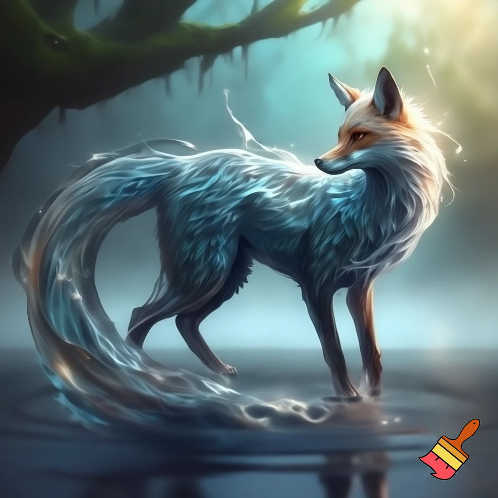 fantasy fox made out of water