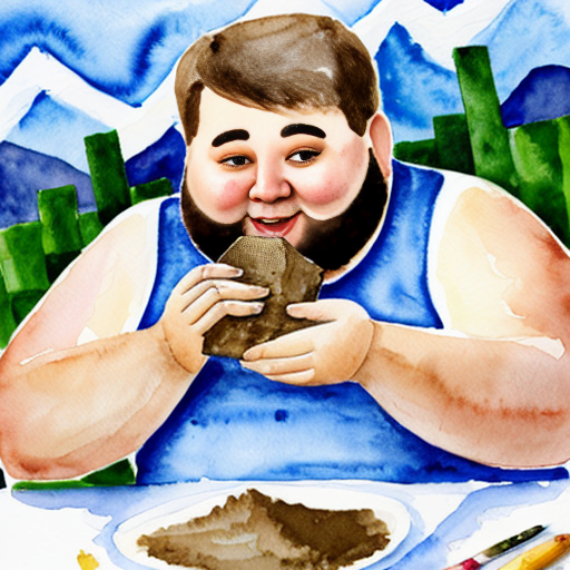 fat person eating a minecraft dirt block