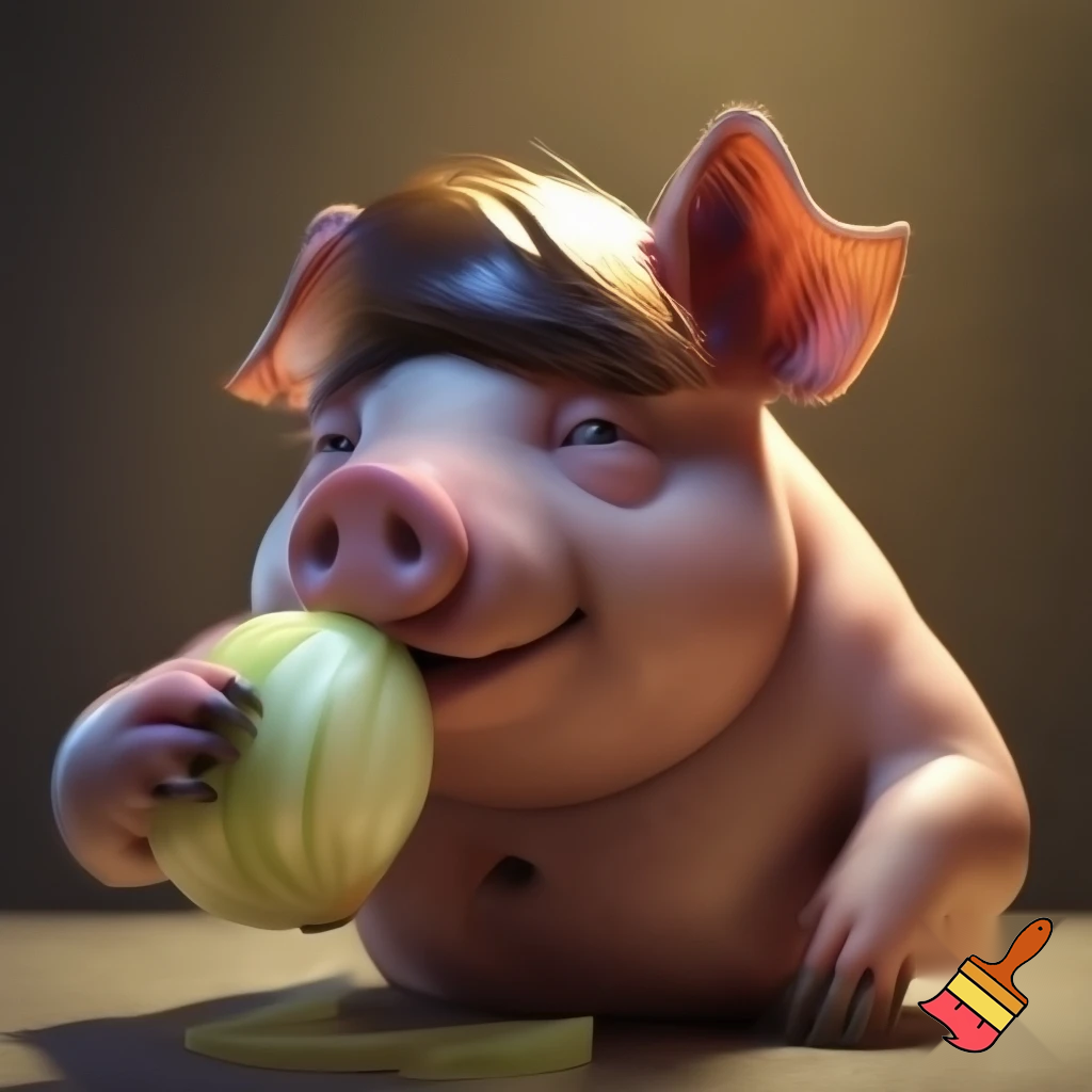 john pork eating a oinion
