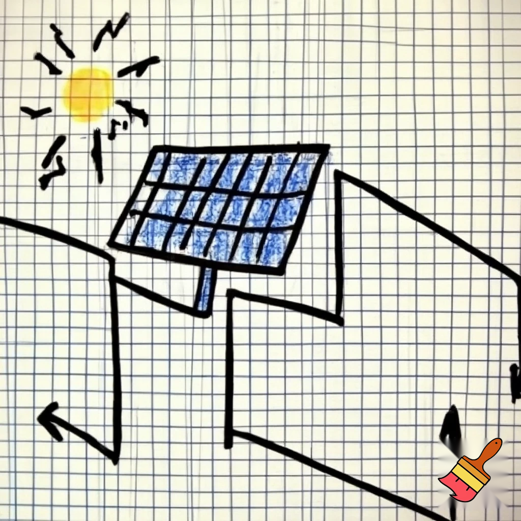 I want to generate a diagram like picture with solar panels with stronger materilez with longer duration and can it look like a middle schooler drew it and is on graph paper