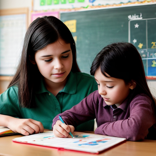 erstelle ein Bild, in dem ein Kind mit hilfe von KI für die Schule lernt 