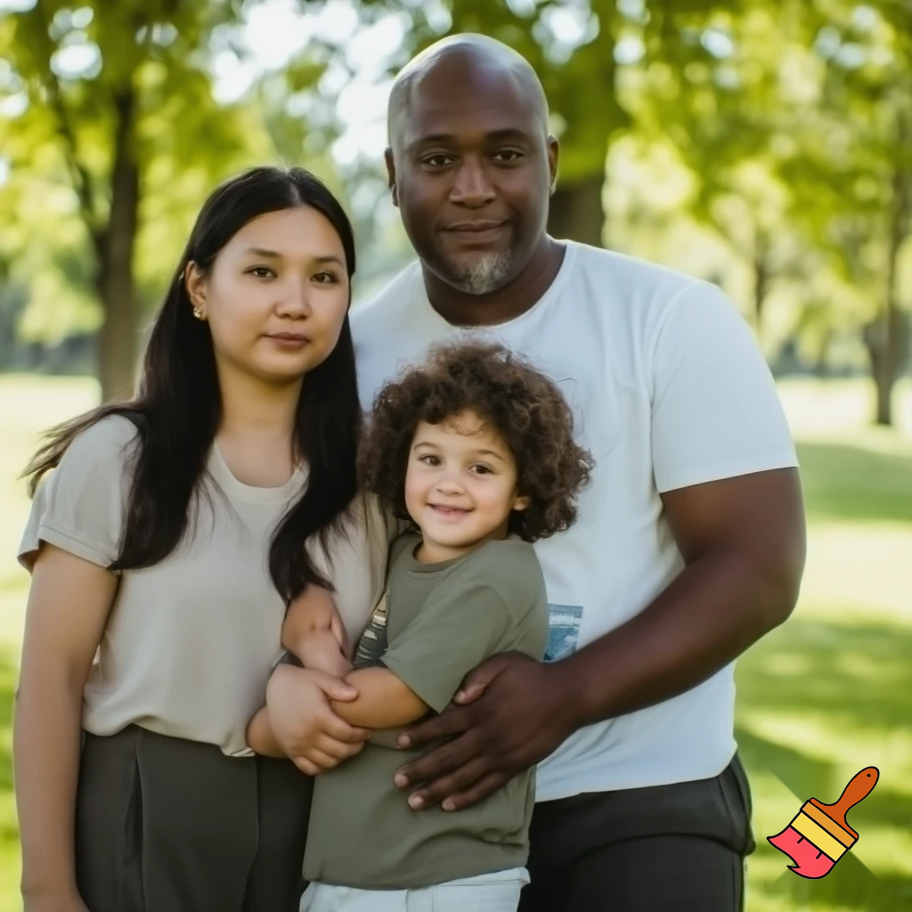 Семья 3 человек: мама, папа и ребёнок 