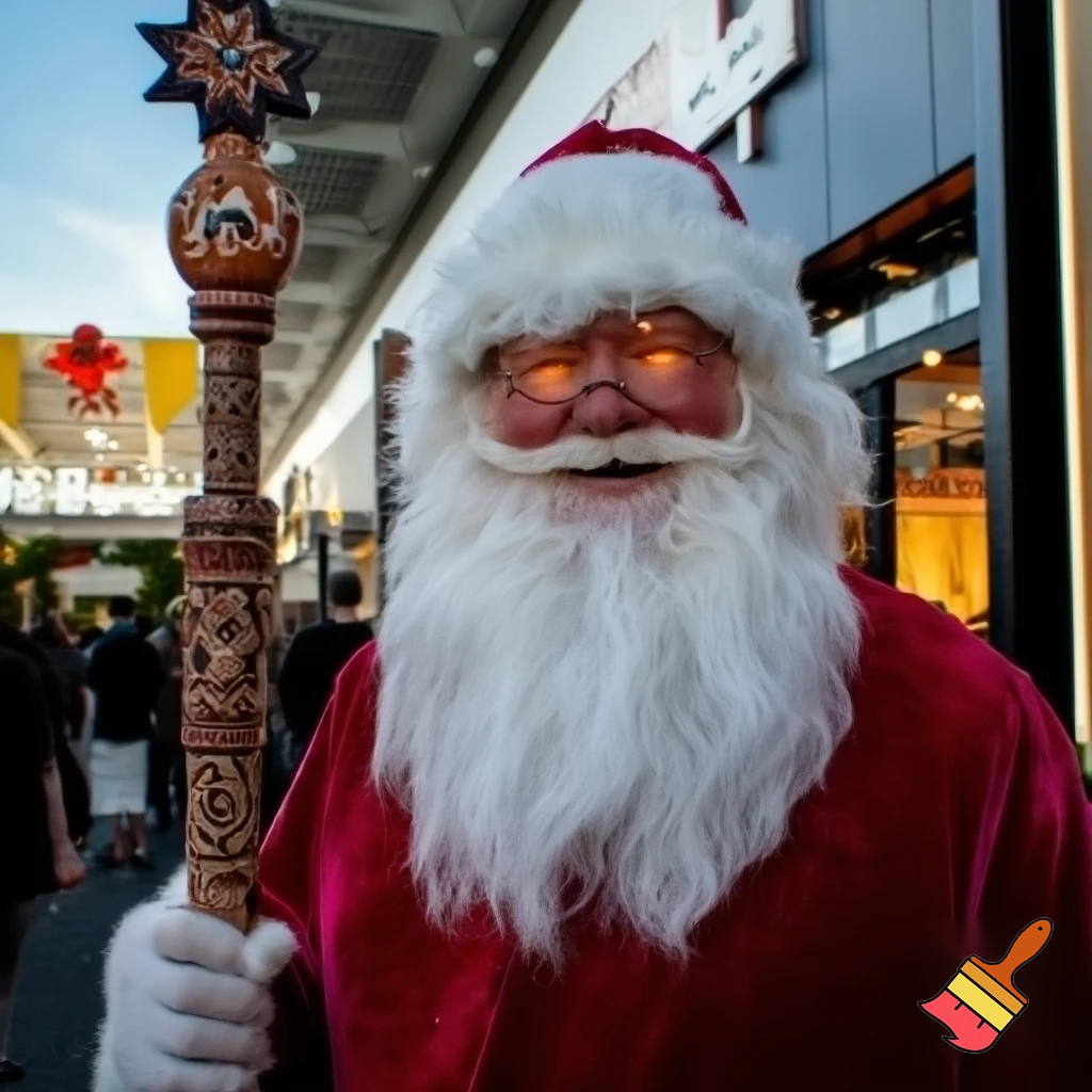 Santa Claus, Russia walking stick with the start the real Santa Claus shopping Centre in Australia
A star