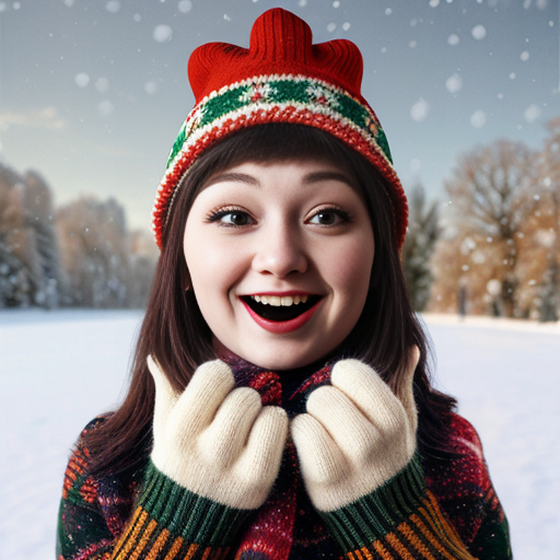 A laughable, puzzled toad in woolen, multicoloured winter clothings with woolen, funny winter cap. Hyperrealistic art style.