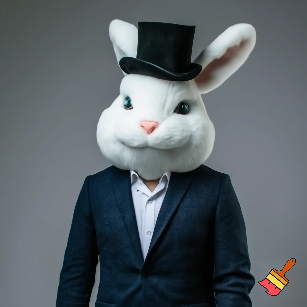 Easter bunny mascot costume top hat a colour face jacket
