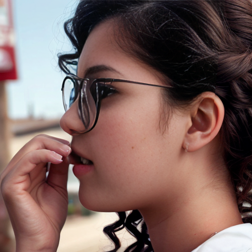 Cute adorable niña Chilindrina y enfermera glasses con hair lazo curly con verano casual formal elegante sensual sexy con close up whispering touching ear each other secrets con paséo con ciudad 5