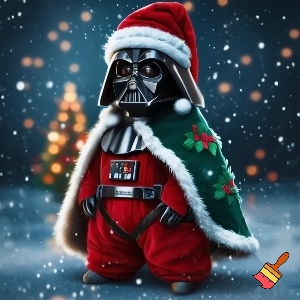 Darth Vader In a Christmas outfit for christmas