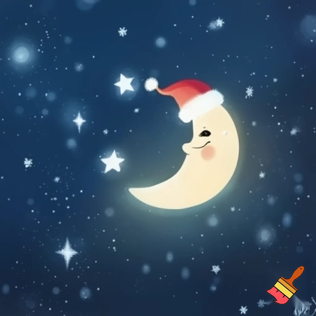 Star and moon christmas cartoon