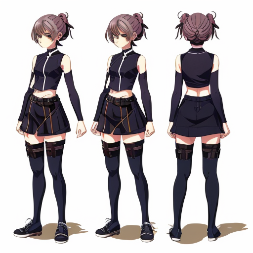 a reference sheet for a girl character design anime extraordinary