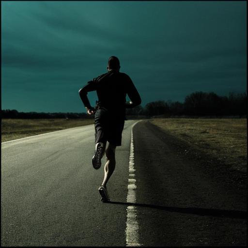 A man running towards the dark 
