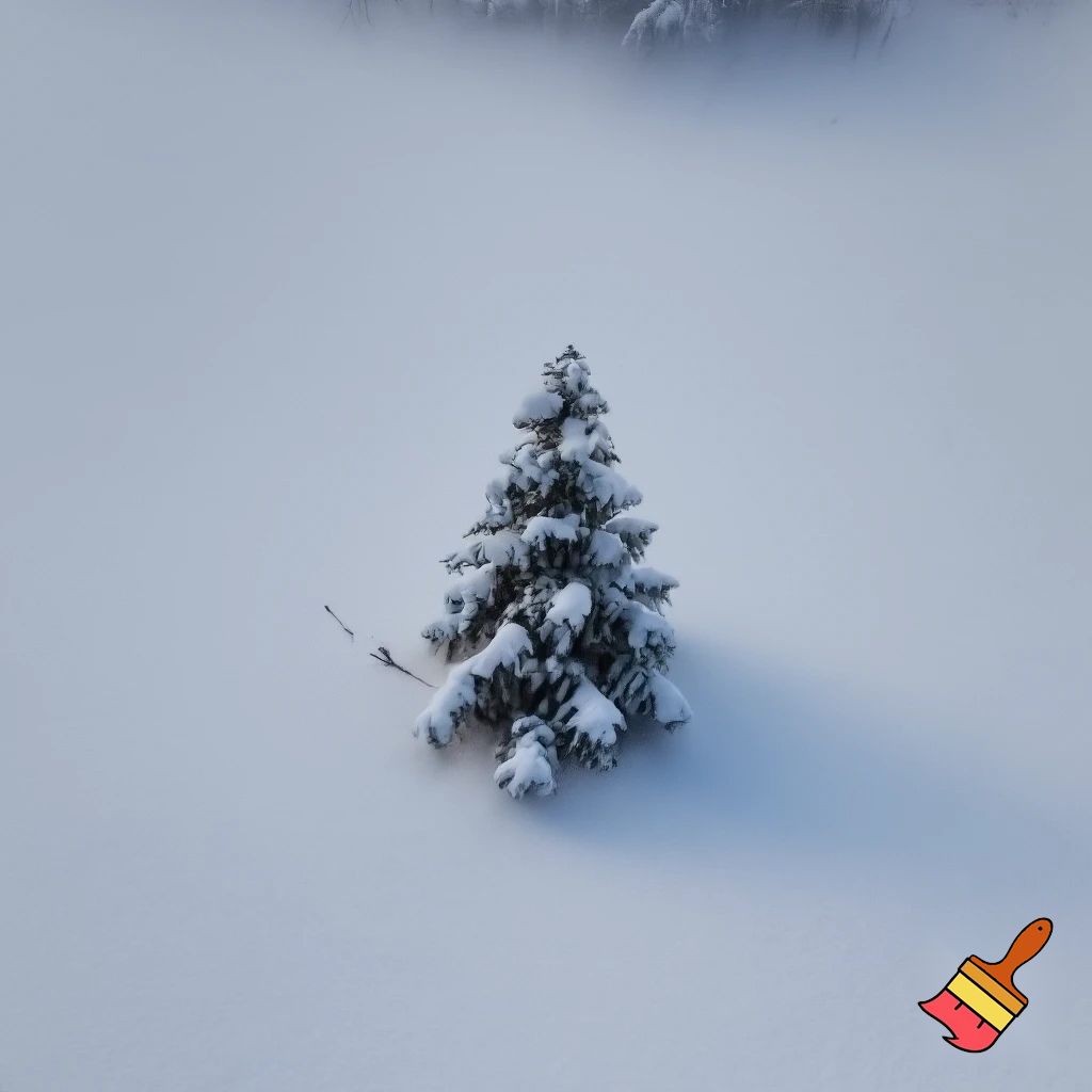 snow with a christmas tree