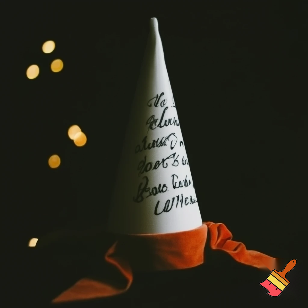 Christmas wizard hat written and velvet Bailey Tolly name on his message