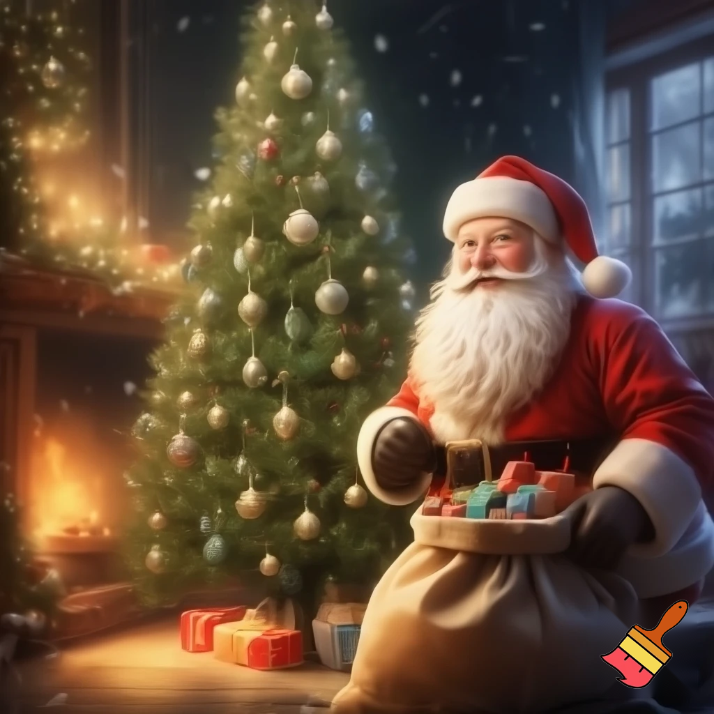 Christmas tree with Santa Claus