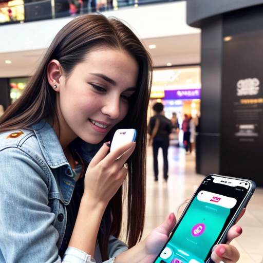 Goretzka play game on apple phone and Vanessa play game on apple phone at the shopping mall 