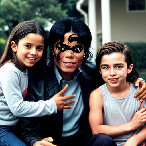 genreate a image of micheal jackson ,  jeffrey esptein and charlie kirk with kids
