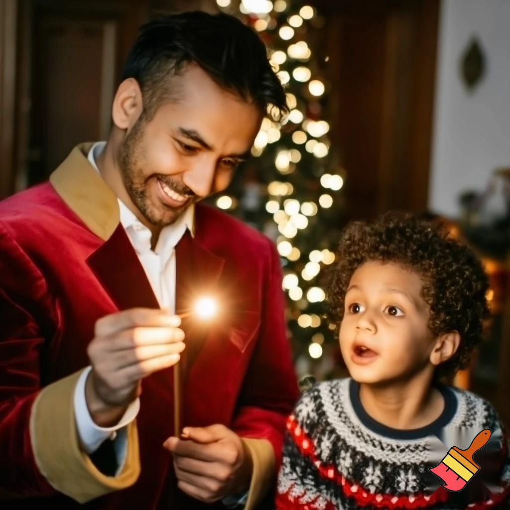 Magic magic Christmas magician an adult kid an adult kid wand magic wand