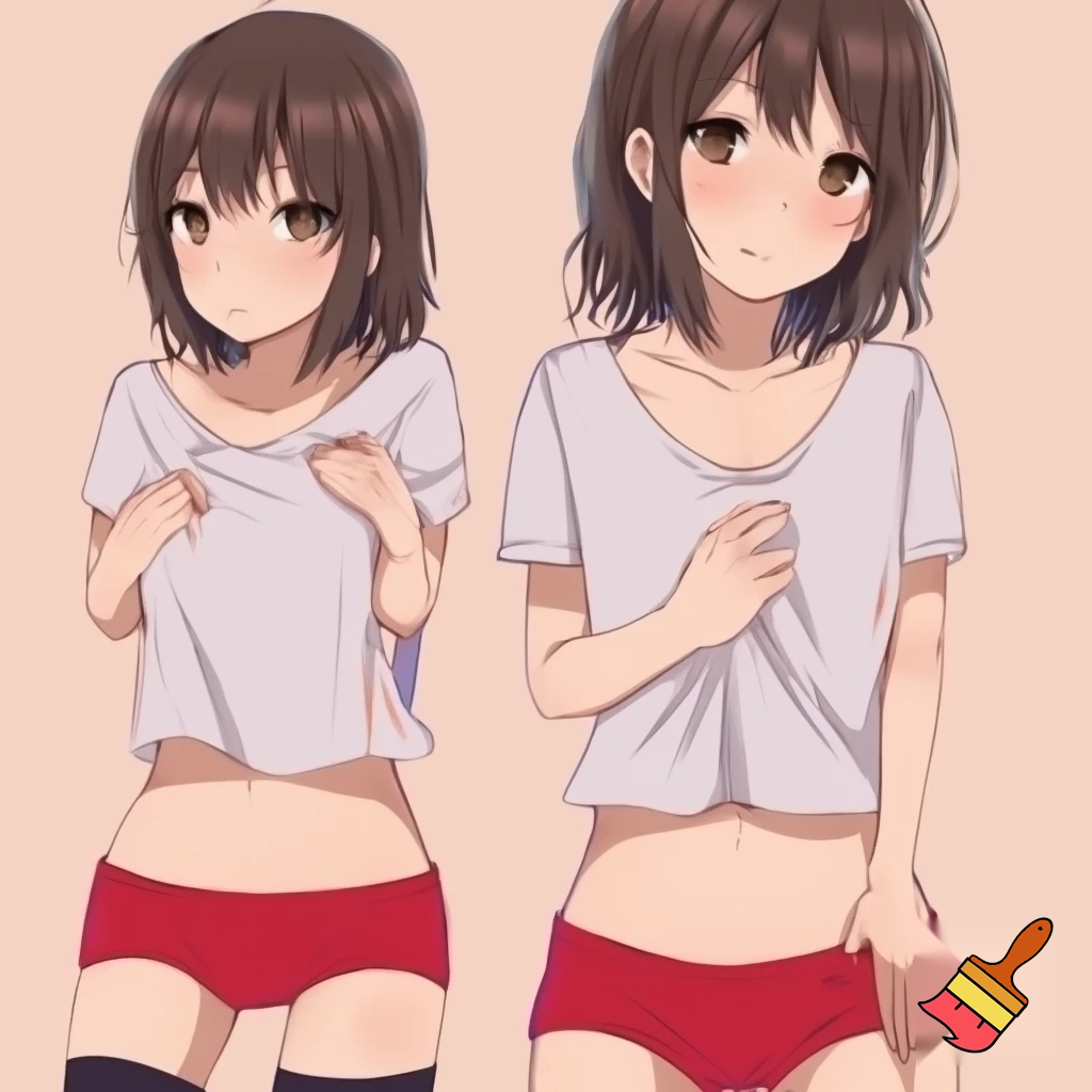 Anime girl 20 years old so cool and cute with red underwear clothes is dressing very short shirt and thigh high socks is standing in cool pose and her body and ass and wait so cool make it so anime and make