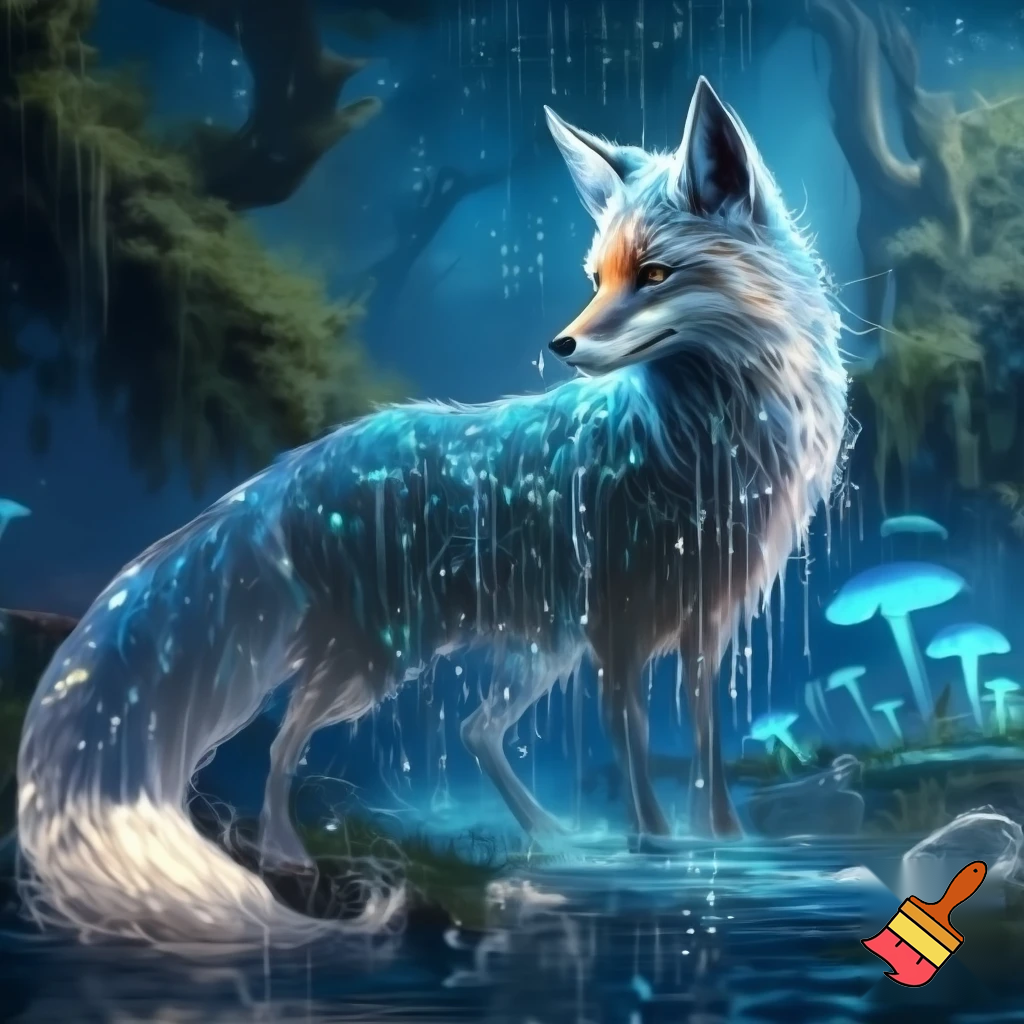 fantasy fox made out of water