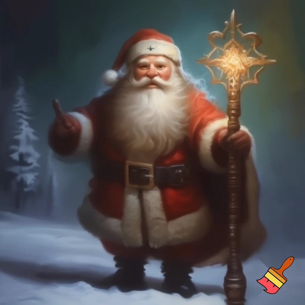 Santa Claus, Russia walking stick with the start