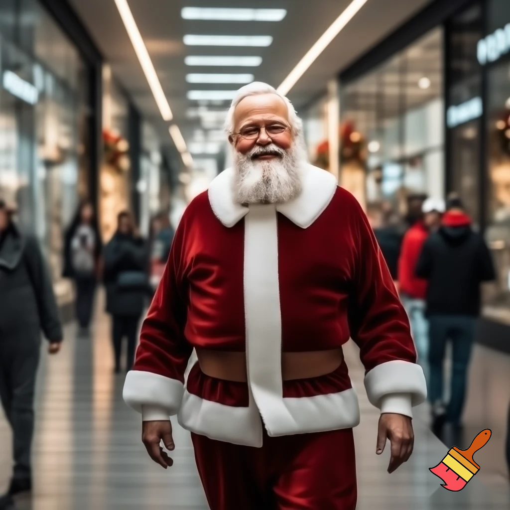Santa Claus walking at the shopping centre a wizard Santa Claus the real Santa Claus