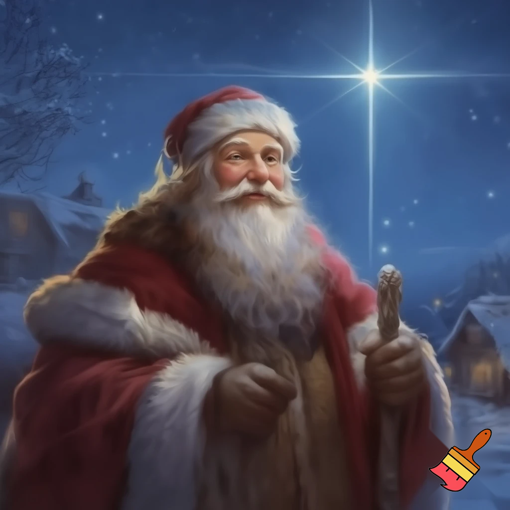 Russian walking stick Santa Claus star