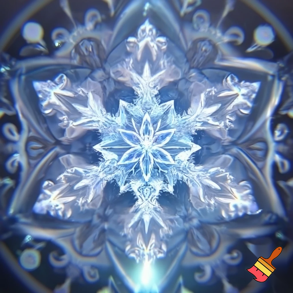 O mandală cu motivul central un fulg de zăpadă