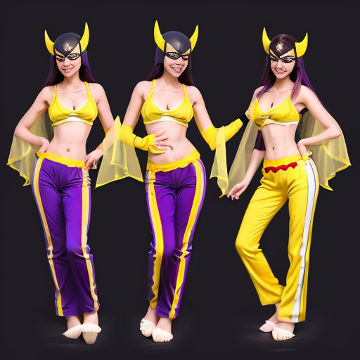 90's disney's 2d aladdin style comic black background and panels of 
panel 1 orange haired batgirl with purple and yellow striped harem pants, purple bra and yellow curved slippers with both hand palms place together and hiding the bottom of her mouth with a purple and yellow striped veil wrapped around her arms and shoulders. 
panel 2 she danced with purple and yellow striped harem pants with purple bra and yellow curved slippers and with purple and yellow striped veil wrapped around her arms and shoulders and raising legs and bounced up and down her belly and shook her hips left and right. 
panel 3 as orange haired batgirl with purple and yellow striped harem pants, purple bra and yellow curved slippers and with purple and yellow striped veil wrapped around her shoulders and arms spreading her arms, happily revealing her face to the viewer and giving a smile as she turns around shook her hips left and right. 
Panel 4 as orange haired batgirl with purple and yellow striped harem pants, purple bra and yellow curved slippers and with purple and yellow striped veil wrapped around her shoulders and arms started to fade away , except her belly, which is bouncing around. 
Panel 5 then the ball transforms into the fading in belly of black haired zatanna with light purple and dark blue striped harem pants, light purple bra , dark blue curved slippers and with light purple and dark blue veil wrapped around her arms and shoulders with her swaying her hips. 
Panel 6 then black haired zatanna with light purple and dark blue striped harem pants and light purple bra and dark blue curved slippers and with a light purple and dark blue striped veil wrapped around her arms and shoulders and with her hand palms place together between her chest and gives a smile and winking her left eye.