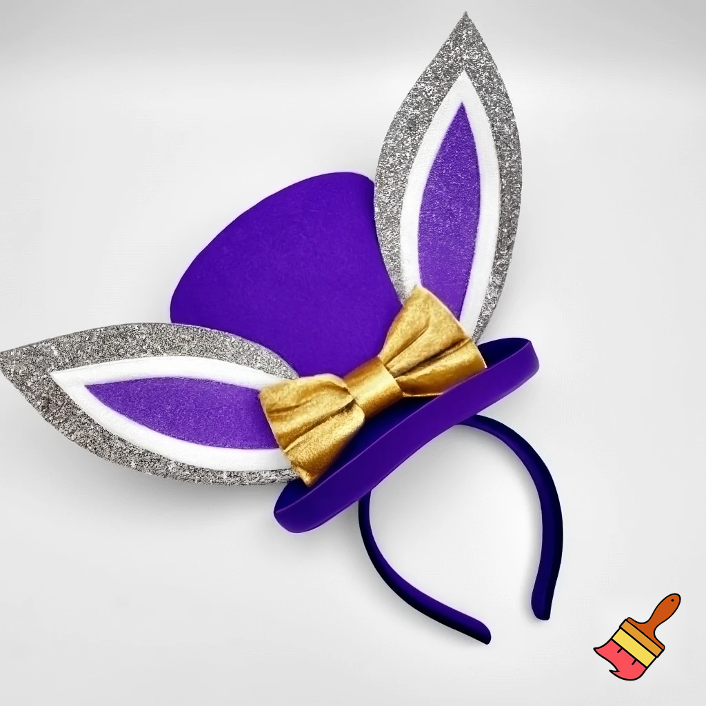 Special top hat headband Easter headband with rabbit, ears, purple and white purple and white with glitter velvet golden purple and white with glitter silver