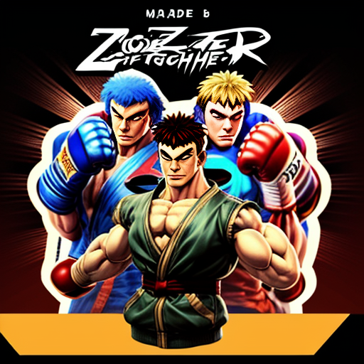 fait moi une image jacket de jeu vidéo avec le titre Zoo Punch qui est un jeu de combat à la street fighter avec un style low poly