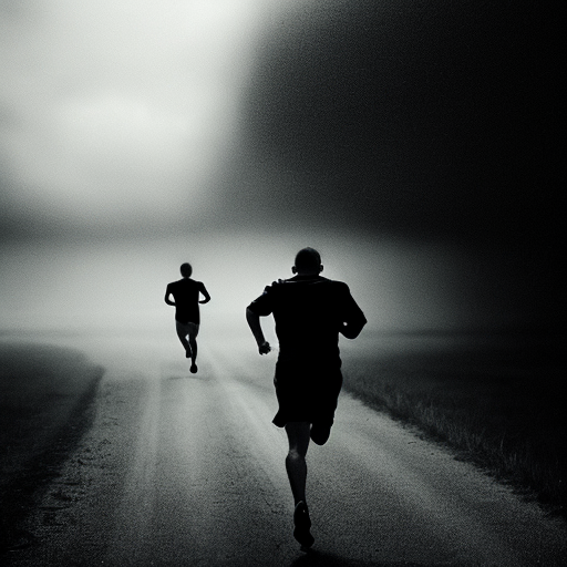 A man running towards the dark 