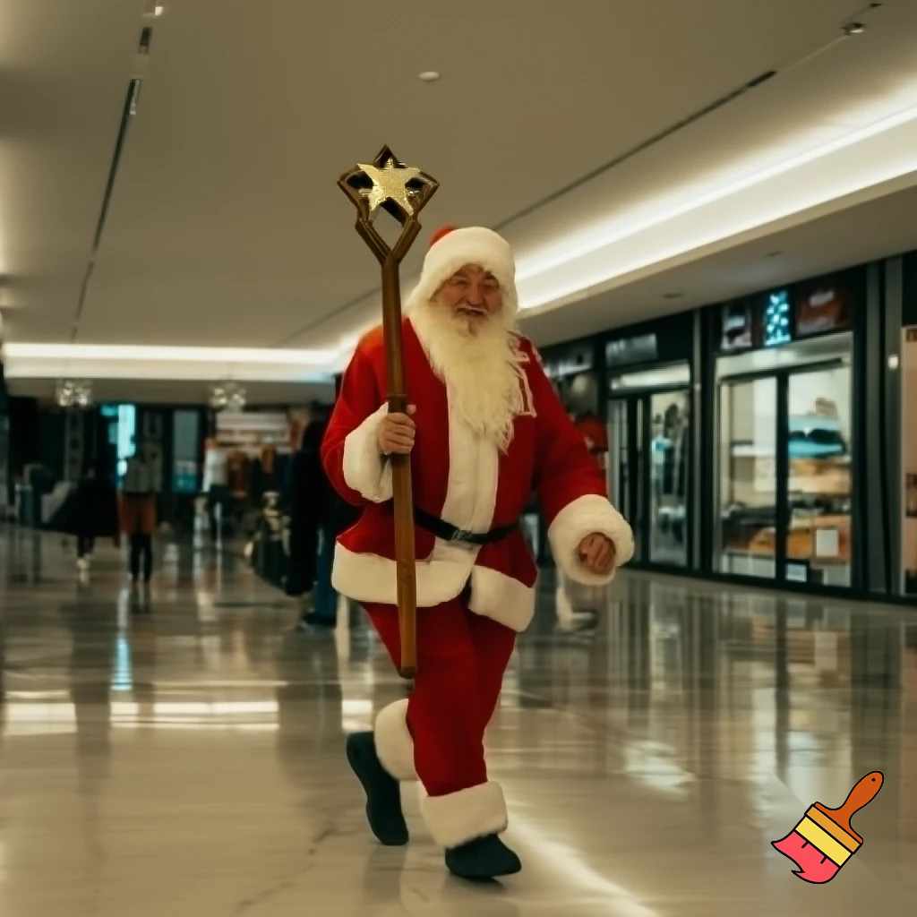  Santa Claus, Russia walking stick with a star shopping centre