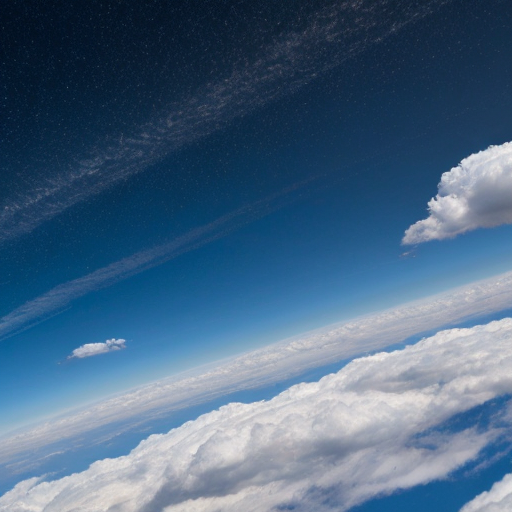 Clear summer sky with fluffy clouds floating in a deep blue atmosphere.  4096  x 4096 img create now 
