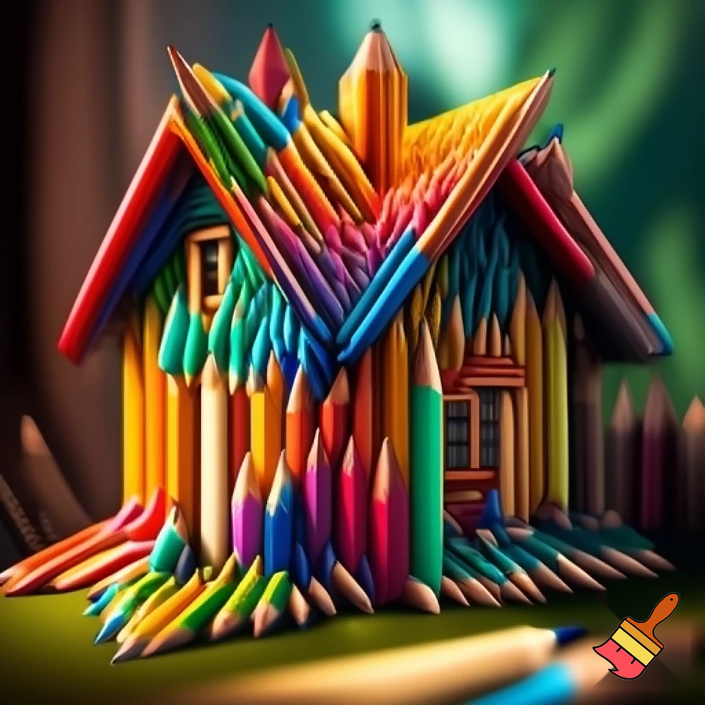 A house made out of color pencils