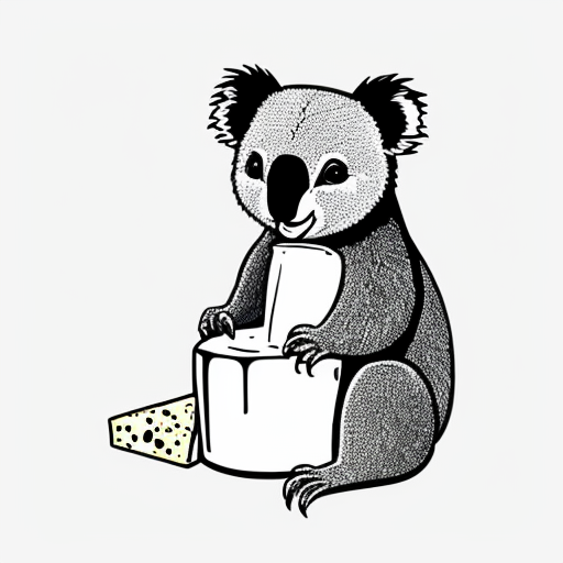 a koala eating cheese
