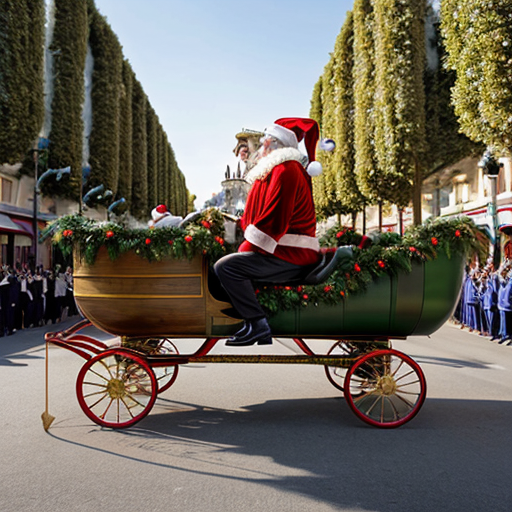 Santa Claus, France parade Paris Disneyland Santa sleigh castle Paris Santa Claus a big parade stage