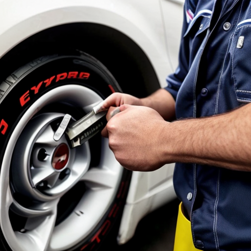 Erstelle ein Logo mit einem weißem Hintergrund. Es soll ein rotes Auto zusehen sein. Rechts daneben steht ein Mechaniker in blau gekleidet und einem Schraubenschlüssel in der Hand.