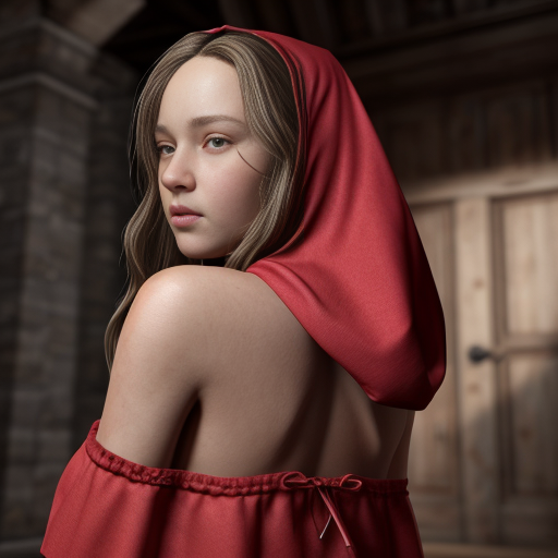 yperrealistic, detailed and perfect face, angelic look, detailed skin, serene atmosphere, high quality, at , at , , soft, sweet, middle school full body,,  twins, b, ,, red riding hood, , the edges of her hair  a,  backside, backview, open ,n
