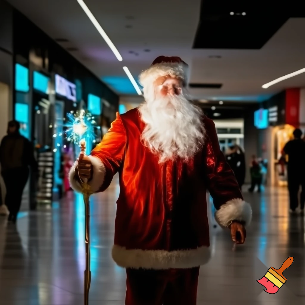 Santa Claus magic walking stick staff Russia shopping Centre Australia shopping immune in a star