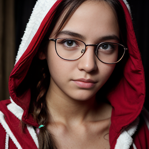 nighttime, strong makeup, emo, red, c thin, anorexia, slim,   photograph of  a girl teen , full body, her hair is long and dirty dark blonde, hyper-realistic skin, charming face, , bright dark eyes, the light falls on the face c, masterpiece, hyperrealistic, hyperrealistic, detailed and perfect face, angelic look, detailed skin, serene atmosphere, high quality, at , at , sunliight, soft, sweet, middle school, , strong colors, full body,,  twins, b, naughty,, red riding hood, A captivating  girl with ebony locks styled In two lovely braids, the edges of her hair beautifully defined, wears trendy eyeglasses emphasizing her gaze toward the camera, nudde, topless
